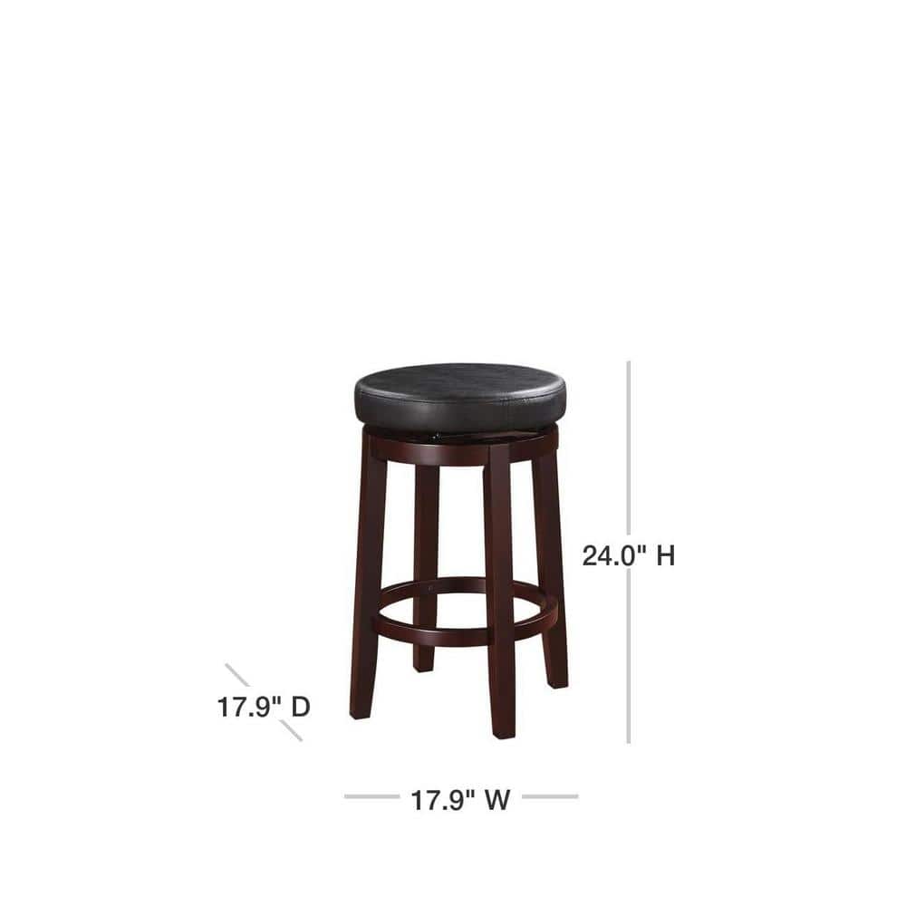Maya 24" Black Faux Leather Swivel Counter Stool