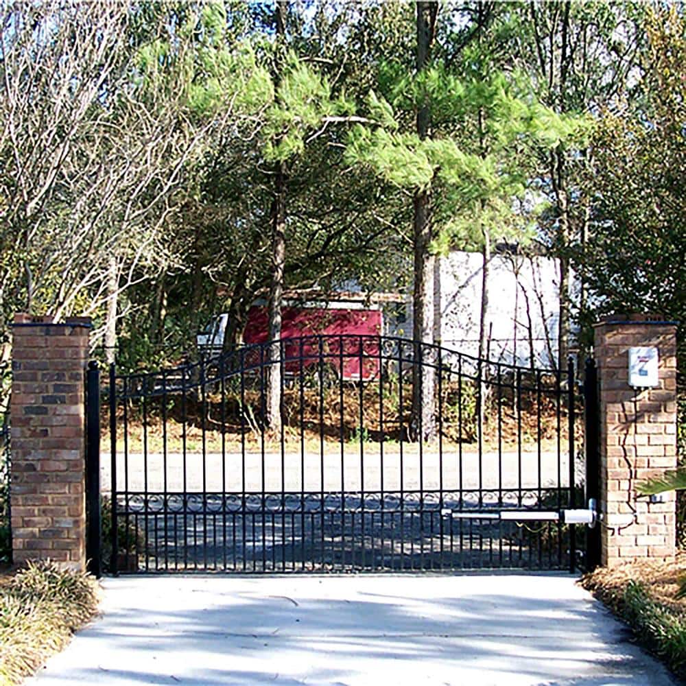 Paris Style Black Steel 12' Driveway Gate with Pedestrian Gate