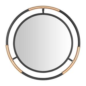 Medium Round Black & Gold Modern Accent Mirror (24 in. Diameter)