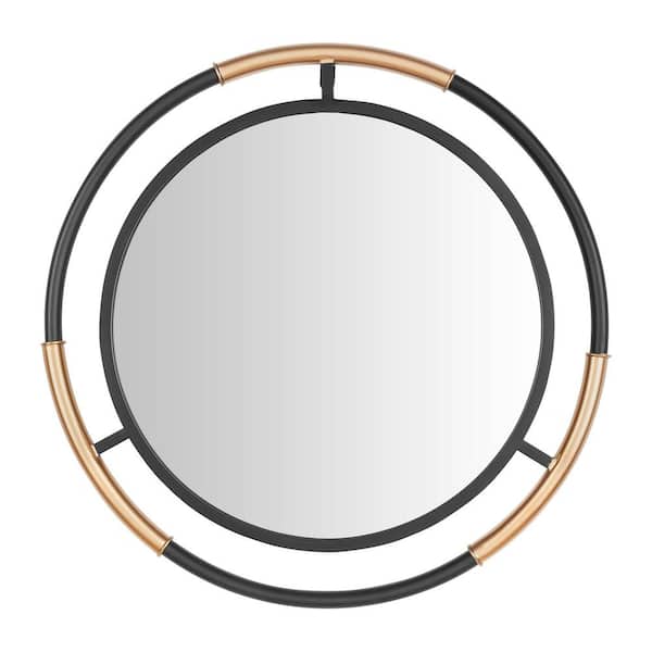 StyleWell Medium Round Black & Gold Modern Accent Mirror (24 in. Diameter)