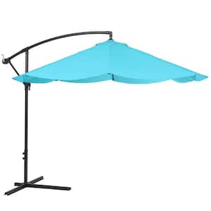 10 ft. Aluminum Offset Hanging Patio Umbrella with Easy Crank Lift in Blue