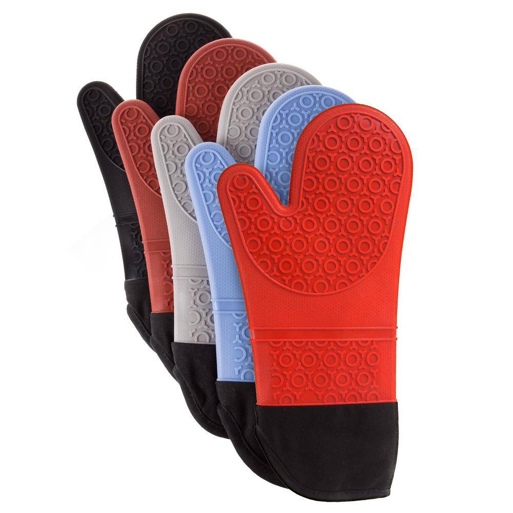 Silicone Black Oven Mitts with Quilted Lining (2-Pack) - thumbnail 4