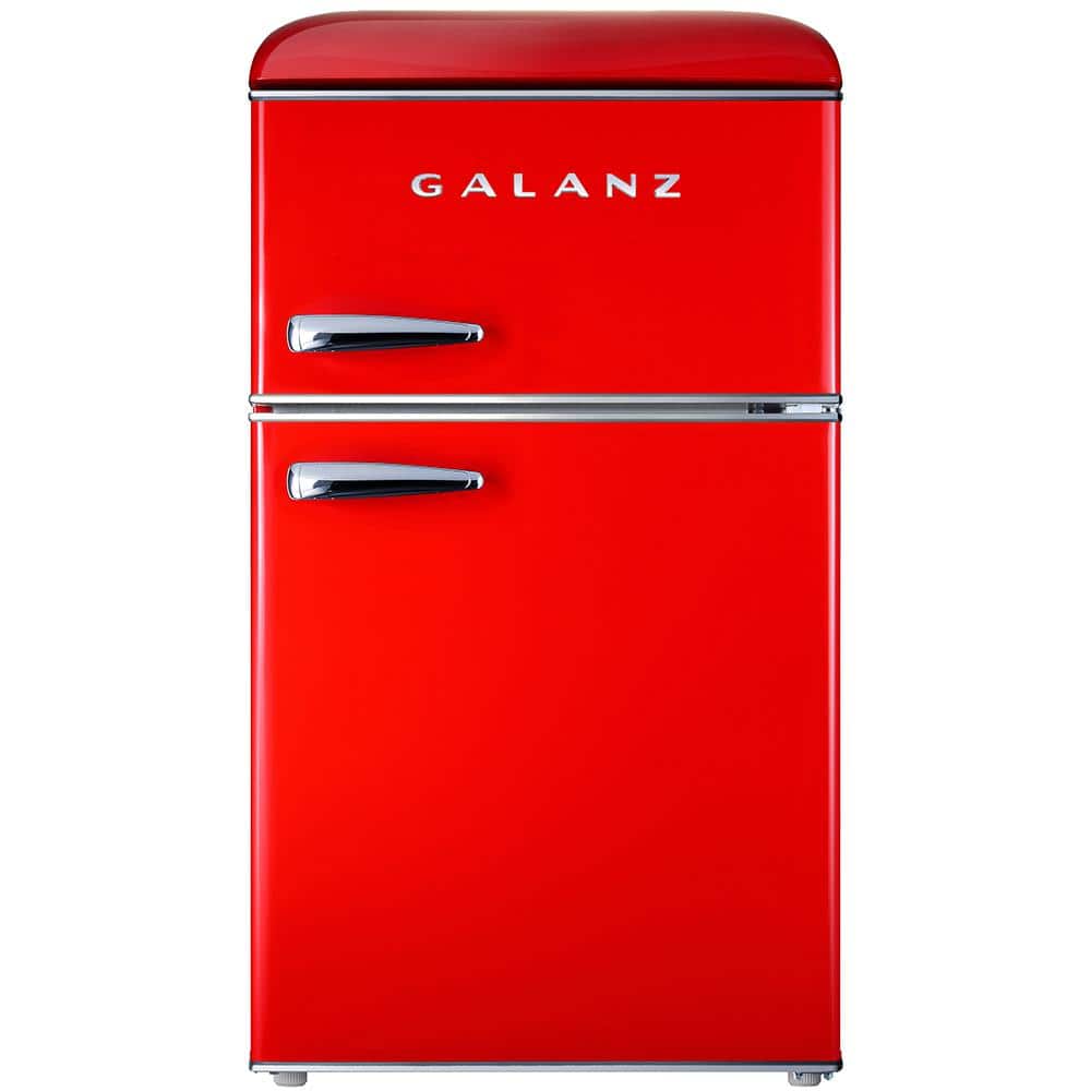3.1 cu. ft. Retro Mini Fridge in Red with Dual Door True Freezer