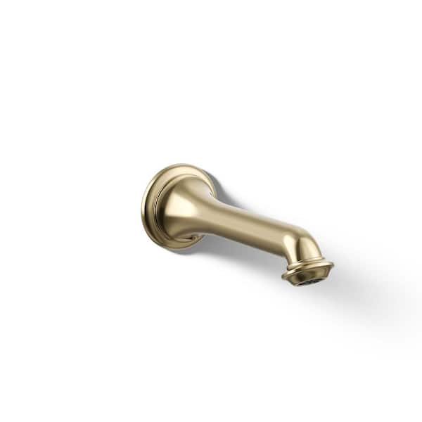 KOHLER Artifacts Wall-Mount Bath Spout With Turned Design, Vibrant French Gold