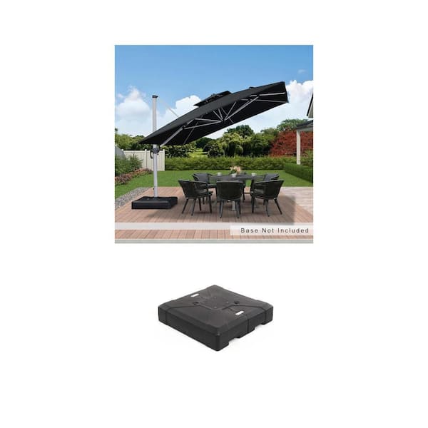 11 ft. Square Double-Top Aluminum Cantilever Patio Umbrella and 286 lbs. Base Combo