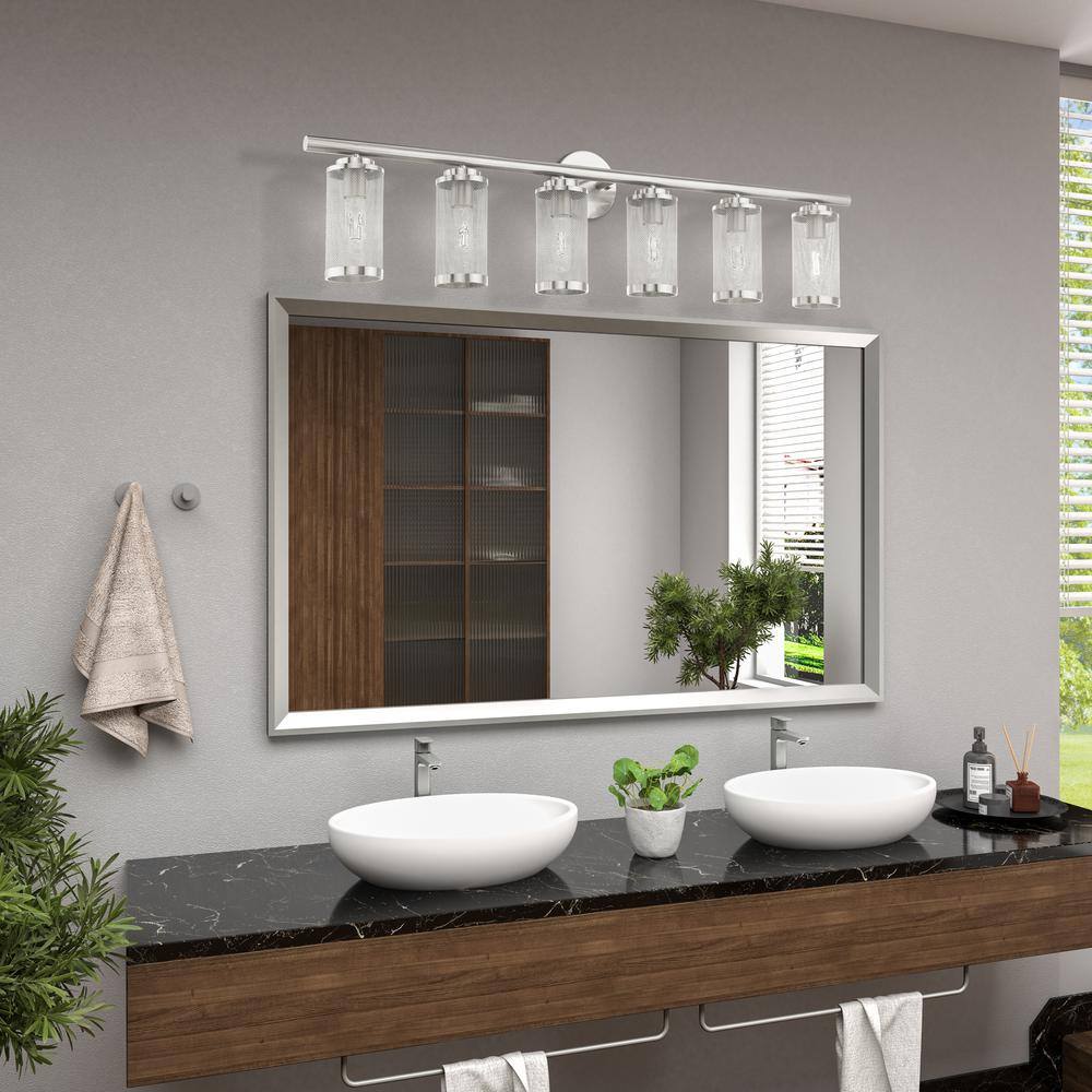 Industro Sleek 6-Light Brushed Nickel Vanity Sconce with Stainless Steel Mesh Shade