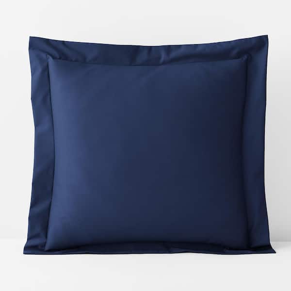 The Company Store Company Cotton Blue Sapphire Solid 300-Thread Count Wrinkle-Free Sateen Single Euro Sham