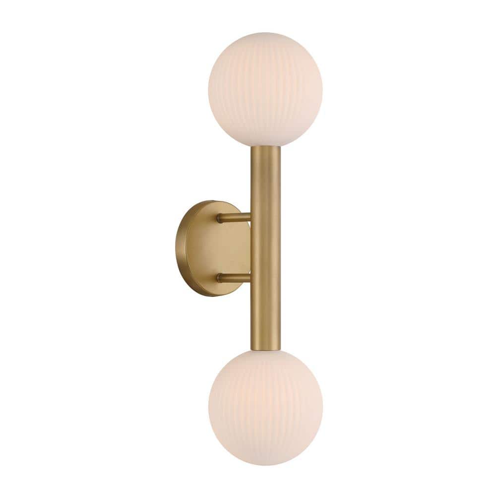 Fenton 2-Light Legacy Brass Wall Sconce with White Striped Glass Shades price history on PriceWatchPro