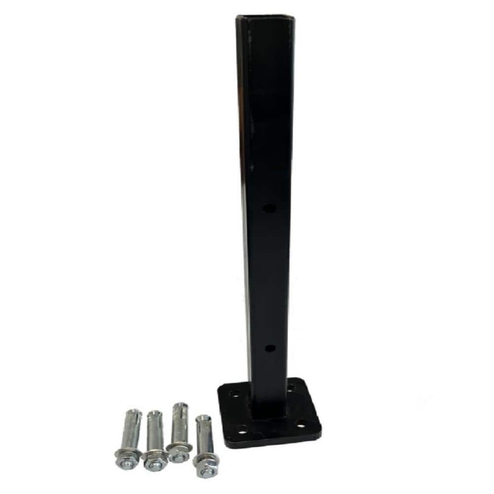 LH EP 3 in. x 3 in. x 11/3 ft. Black Metal Bottom Squared Post Holder for Installation Above