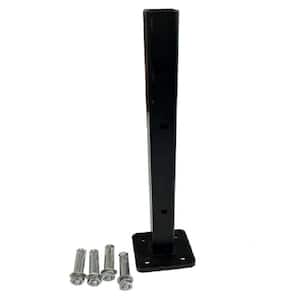 3 in. x 3 in. x 1-1/3 ft. Black Metal Bottom Squared Post Holder for Installation Above Concrete EP Fence