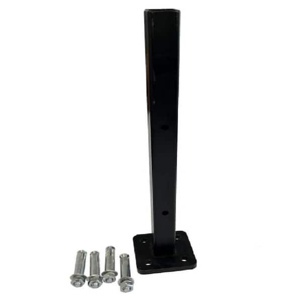 LH EP 3 in. x 3 in. x 1-1/3 ft. Black Metal Bottom Squared Post Holder for Installation Above Concrete EP Fence