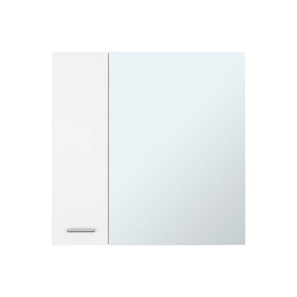 23.6 in. W x 23.6 in. H Rectangular White MDF Surface Mount Medicine Cabinet with Mirror