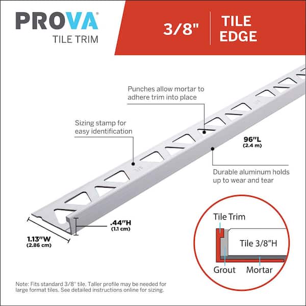 Bright Clear 1.13 in. W x 96 in. L Aluminum 3/8 in. Tile Edge Trim