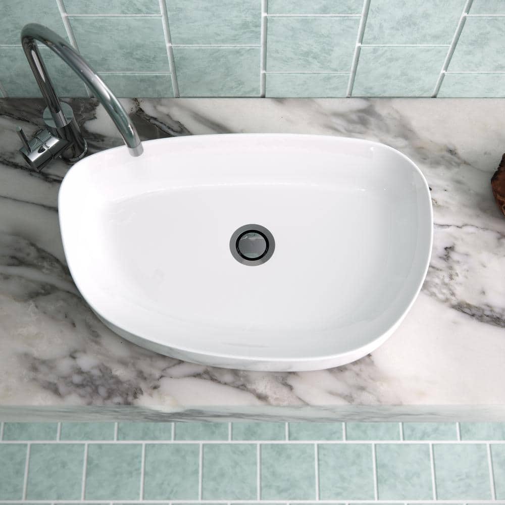 Gloss White Ceramic Above-Counter Vessel Sink