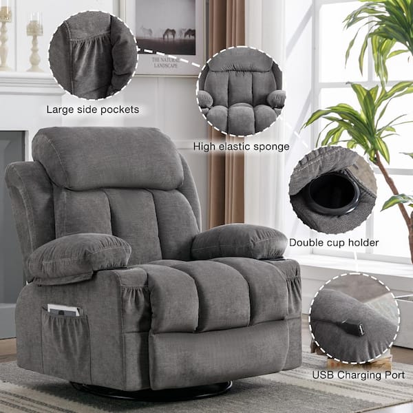 Power Recliner Chair, Adjustable Single Recliner Sofa with USB Port and  Lumbar Support, Ergonomic Lounge Chair with Thick Seat Cushion for Living  Room