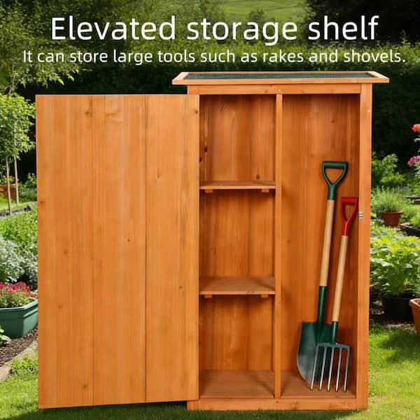2.5 ft.W x 1.8 ft.D wood Outdoor garden storage shed, with a flat roof and waterproof, featuring a lockable door 4.5 sq.