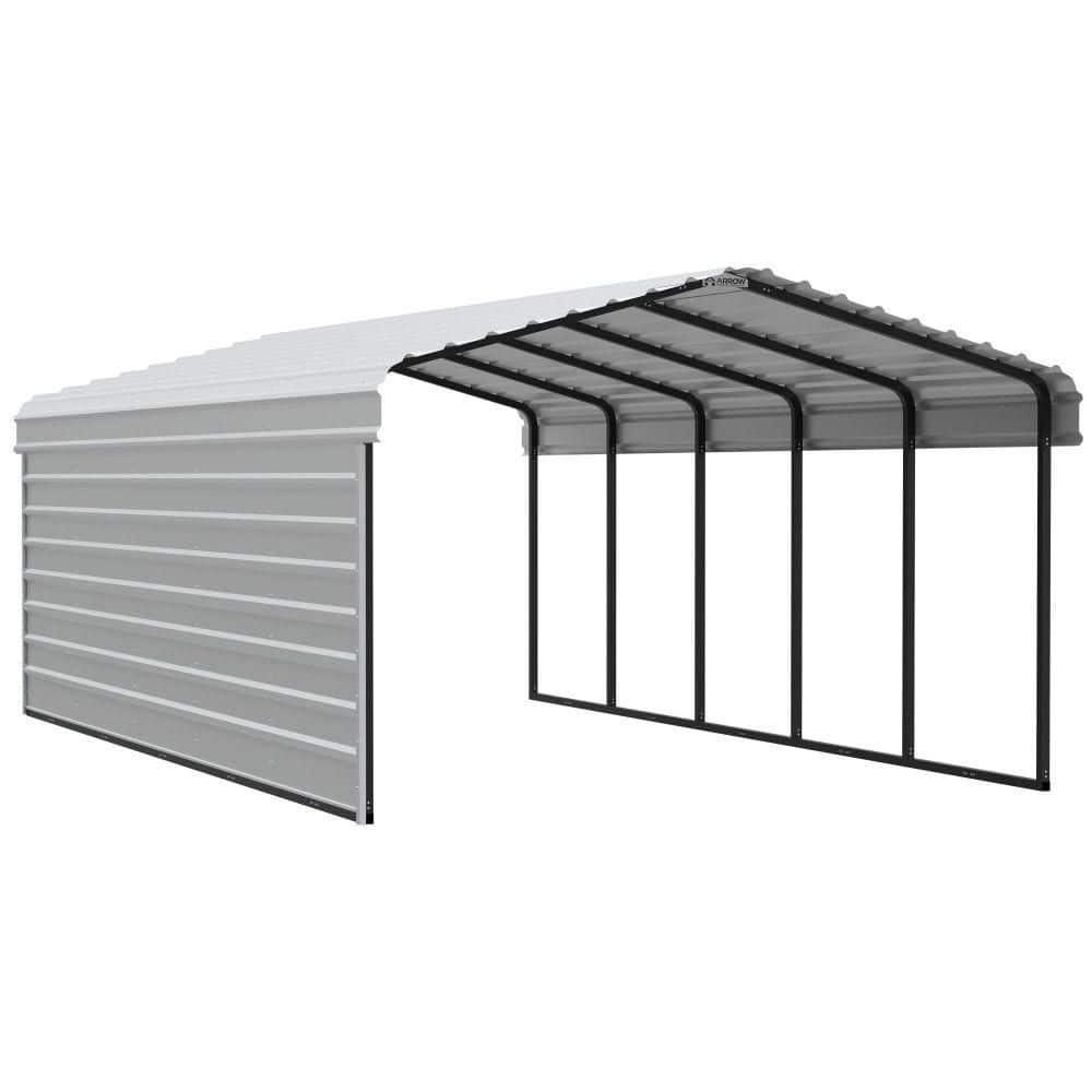 ARROW 12 ft. W x 24 ft. D x 7 ft. H Eggshell Galvanized Steel Carport with 1-Side Wall Kit (CPH122407ECL1)