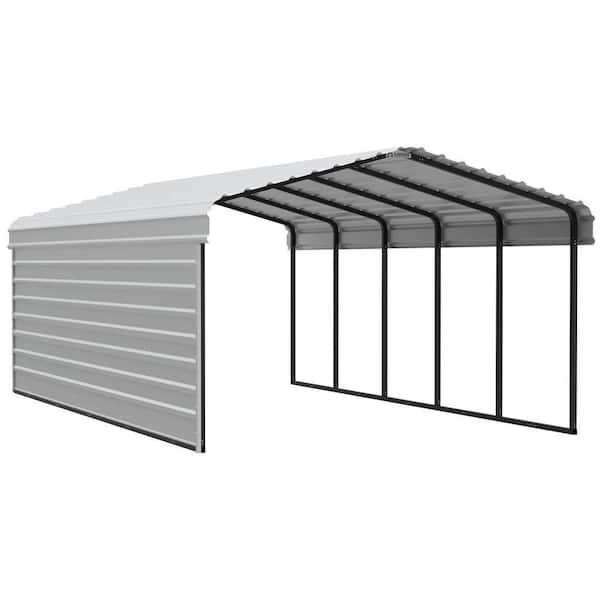 12 ft. W x 24 ft. D x 7 ft. H Eggshell Galvanized Steel Carport with 1-Side Wall Kit
