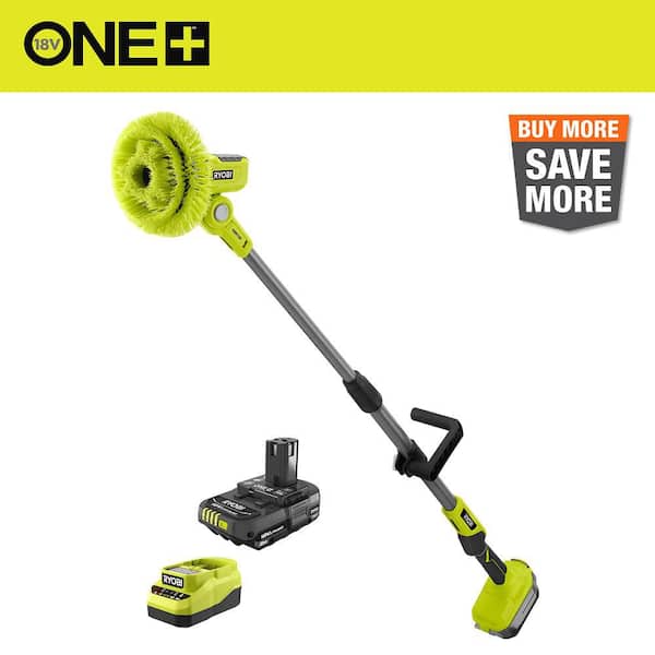 ONE+ 18V Cordless Telescoping Power Scrubber Kit with 2.0 Ah Battery and Charger