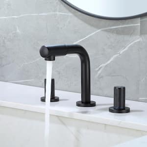 Lilac 8 Inch Widespread 2-Handle Faucet with 360 Degree Swivel Nozzle and Spout in Matte Black