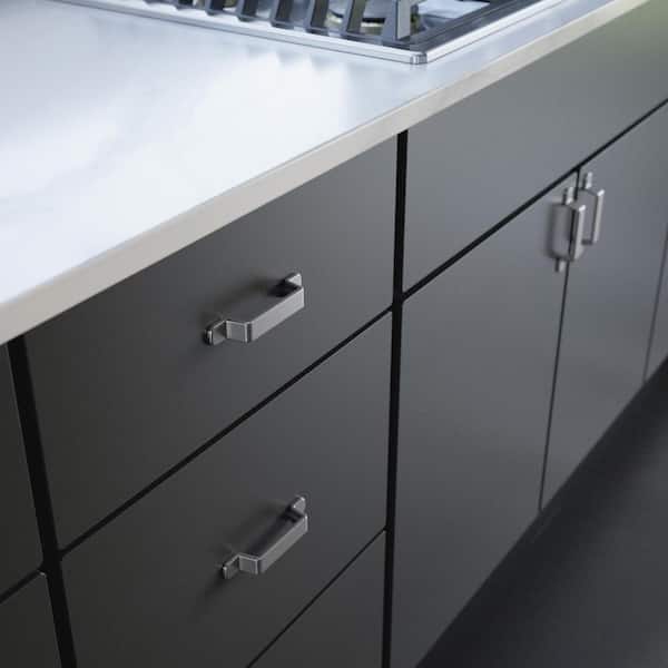 10-Pack Modern Brace 3 in. (76 mm) Modern Satin Nickel Cabinet Pulls