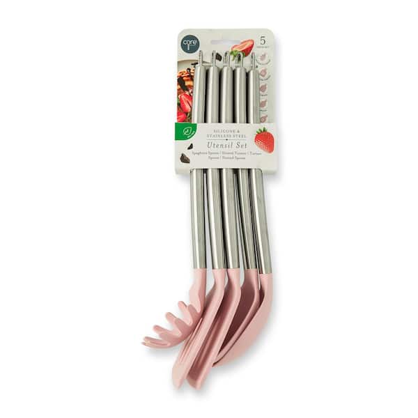 Rose 5 Pieces Silicone/Stainless Steel Utensil Set