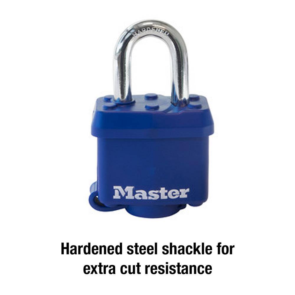 Blue Vinyl Covered Steel Weatherproof Padlock with Key