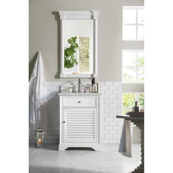 James Martin Vanities Savannah 26 In Single Vanity In Cottage White With Marble Vanity Top In Carrara White With White Basin 238 104 V26 Cwh 3car The Home Depot