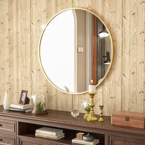 24 in. W x 24 in. H Small Round Steel Framed Classic Wall Bathroom Vanity Mirror in Gold