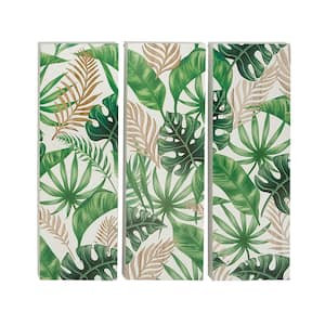 "Green and Brown Painted Leaves" Wooden Wall Art ((Set of 3))