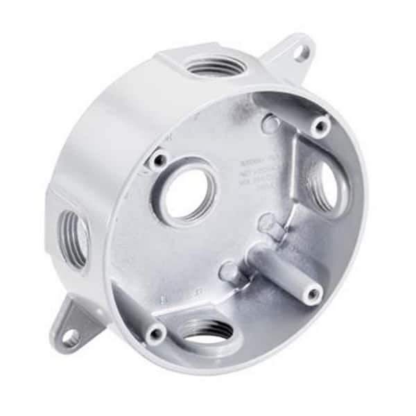 Southwire 3/4 in. Weatherproof 5-Hole 4 in. Round White Box (25-Pack)