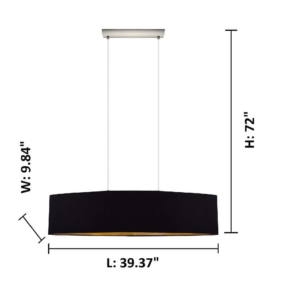 Satin Nickel Maserlo 72" Contemporary Black and Gold Pendant Light