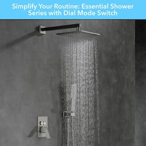 Single Handle 2-Spray Shower Faucet 1.8 GPM 10 in. Square Wall Mounted Shower with Pressure Balance in. Brushed Nickel