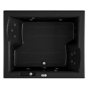 Fuzion Salon Spa 71.75 in. x 59.75 in. Rectangular Combination Bathtub with Center Drain in Black