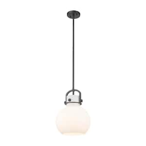 Newton Sphere 100-Watt 1 Light Matte Black Shaded Pendant Light with Frosted glass Frosted Glass Shade