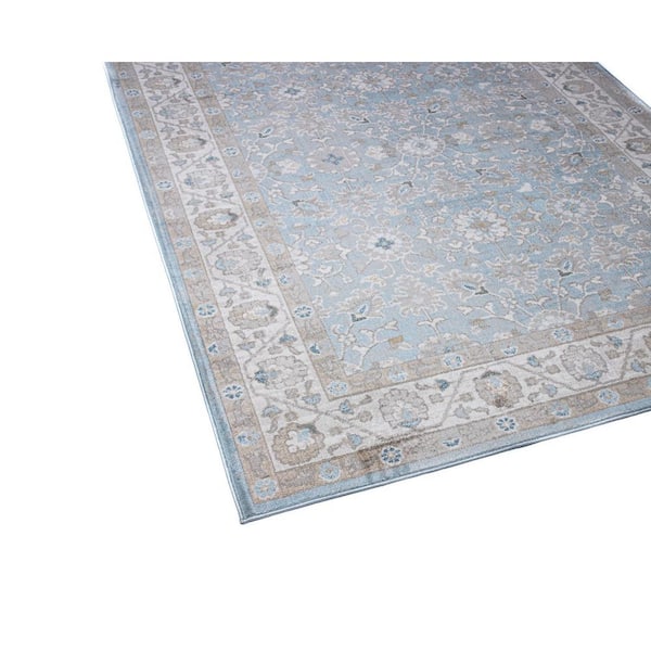 Ashland Light Blue 9 ft. x 12 ft. Floral Transitional Area Rug