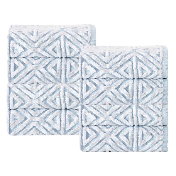Unbranded Glamour 8 pcs Turquoise Turkish Cotton Wash Towels
