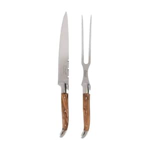 Laguiole Olivewood Carving Knife and Fork Set