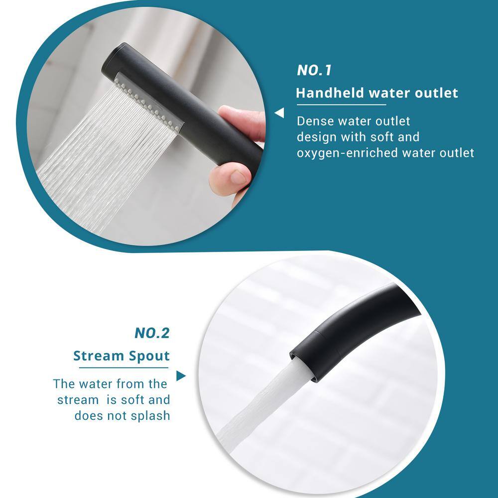 Matte Black Brass Freestanding Tub Filler with Handheld Shower