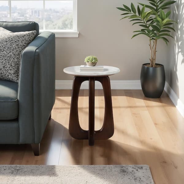 Multi 15 in. Round Marble Top Accent Table