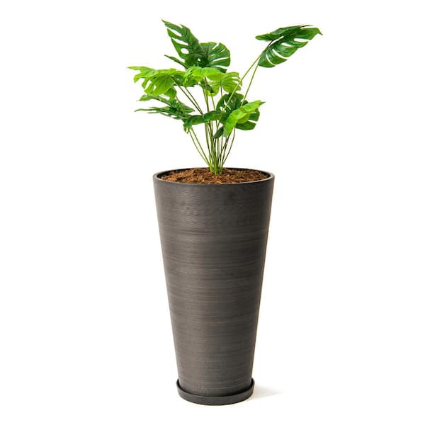 XBRAND 28 in. Tall Modern Round Planter, Tapered Floor Planter for Indoor and Outdoor Planter, Patio Decor