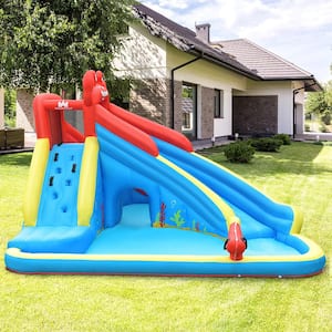 Inflatable Water Park Bounce House Crab with 2 Slides Climbing Wall Tunnel
