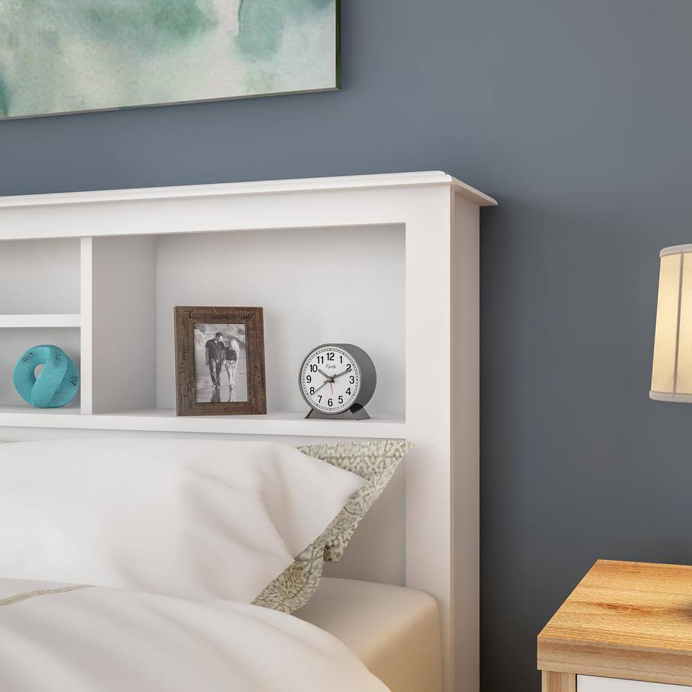 White Composite Wood Full/Queen Headboard with Storage
