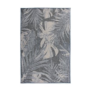 Blue 5 ft. x 7 ft. Bahama Tropical Floral Indoor/Outdoor Area Rug