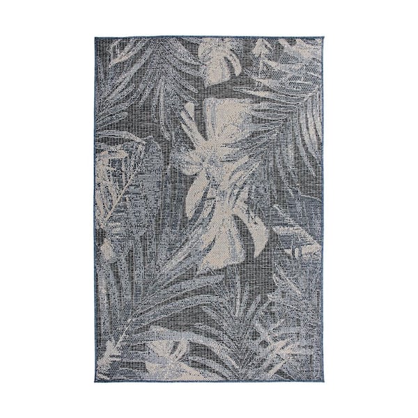 World Rug Gallery Blue 7 ft. 10 in. x 10 ft. Bahama Tropical Floral ...