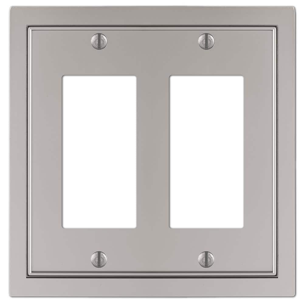Satin Nickel Double Rocker 2-Gang Metal Wall Plate