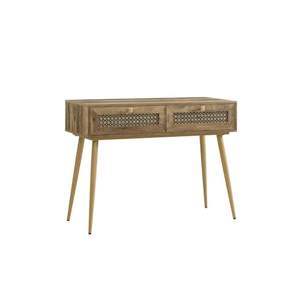EDYO LIVING 41.9 in. Rustic Oak Rectangle Wood Console Table