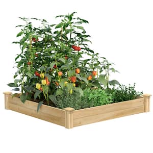 Original Natural Wood Cedar Square Raised Garden Bed (48 in. L x 48 in. W x 7 in. H)