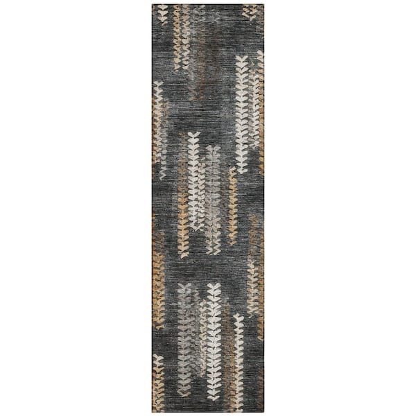 Chantille Machine Washable Indoor/Outdoor Abstract ACN2892 Charcoal 2 ft. x 7 ft. Runner Rug