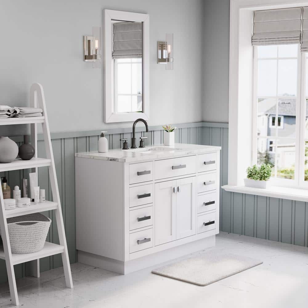 Hartford 48" White Marble Top Single Sink Bathroom Vanity
